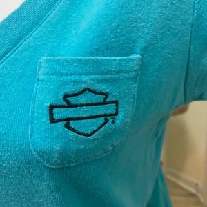 Super cute turquoise Harley Davidson top woman’s size small